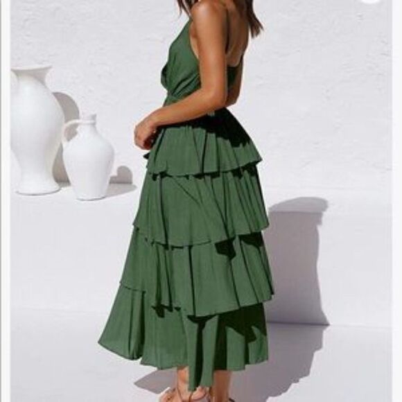 NEW Spaghetti Straps Tiered Ruffle Dress - Picture 2 of 3